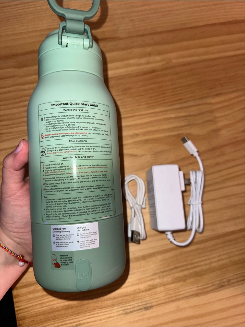 Portable Milk Warmer Bottle - Mint Green
